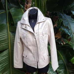 Bradley bayou silver / champagne genuine leather Moto jacket